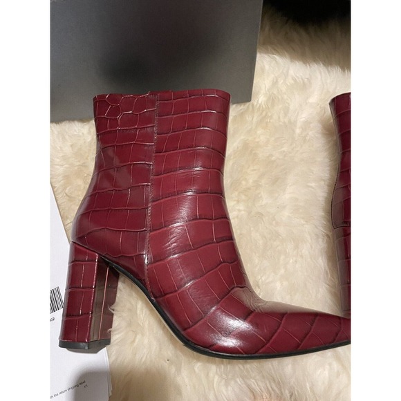 Seller S8644 Cocco Red Croc Ankle Boots SZ 38 Bordeaux red Burgundy Valentines - Picture 6 of 9
